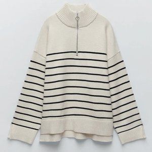 Fall 2021 Striped Sweater Zara (Beige) - Size Medium